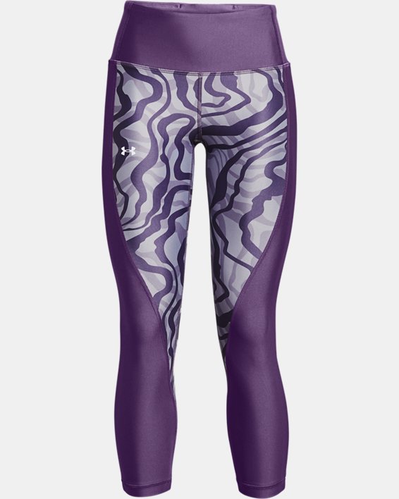 Women's HeatGear® Armour Printed Ankle Leggings, Purple, pdpMainDesktop image number 4